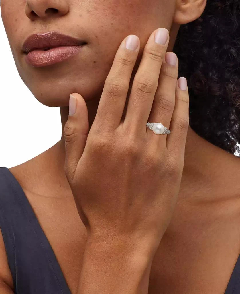 Honora Cultured Ming Pearl (10mm) & Diamond (1/3 ct. t.w.) Leaf Ring in 14k Gold 2