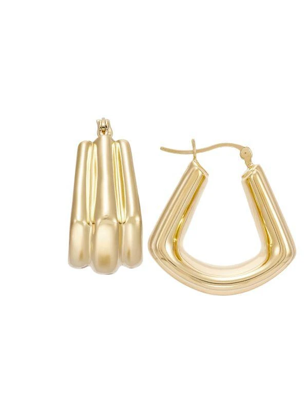 Saks Fifth Avenue Gos 14K Goldplated Sterling Silver Triple Rows Hoop Earrings 2