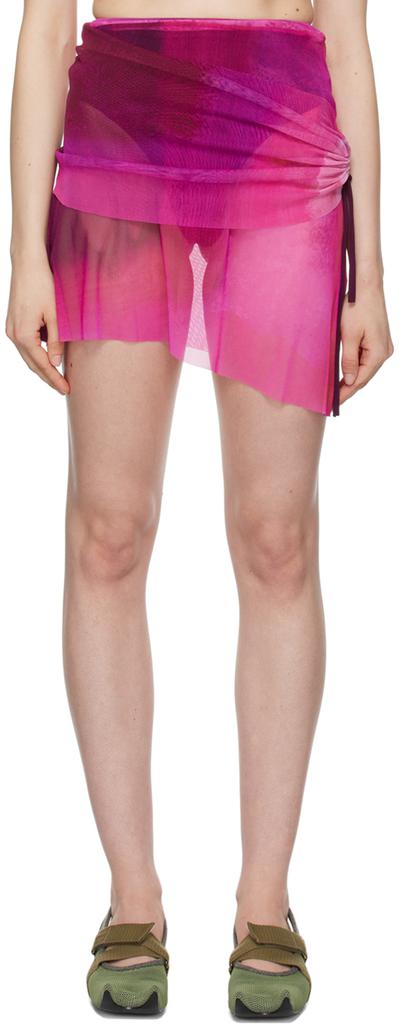 PAULA CANOVAS DEL VAS Pink Layered Miniskirt