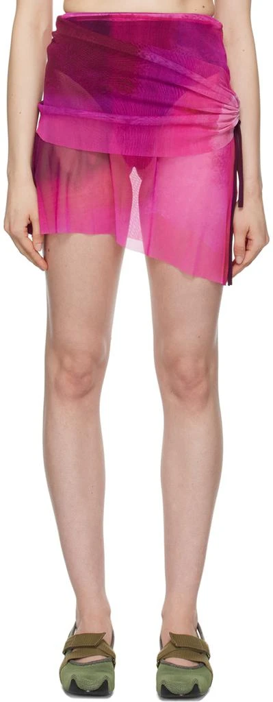 PAULA CANOVAS DEL VAS Pink Layered Miniskirt 1