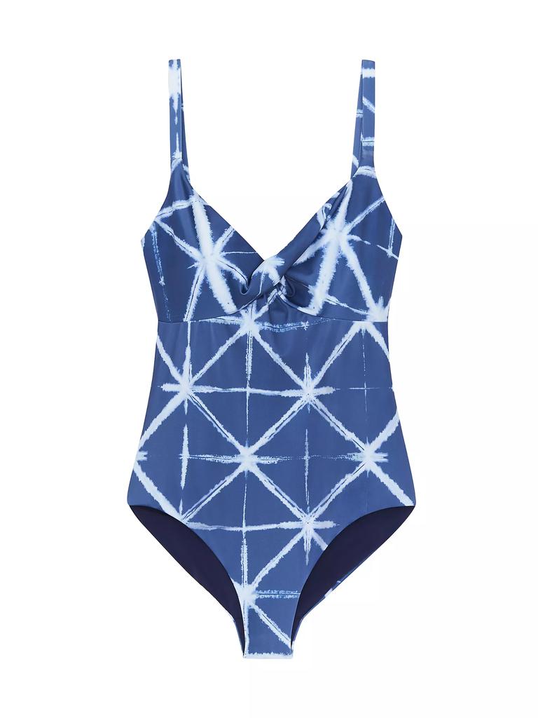 Lafayette 148 New York Twisted Shibori One-Piece Swimsuit