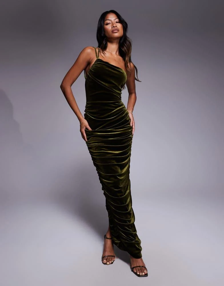 green emerald velvet dress Eternity Off Shoulder Maxi - Dark Willow