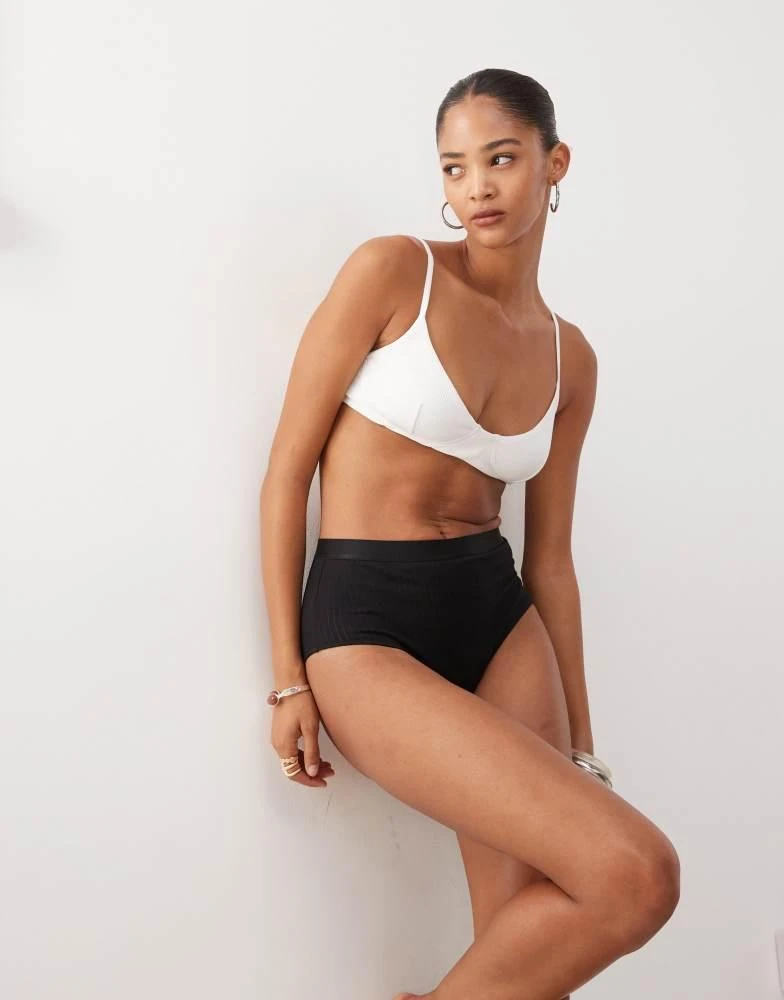 Monki Monki ribbed high waist briefs in black 2