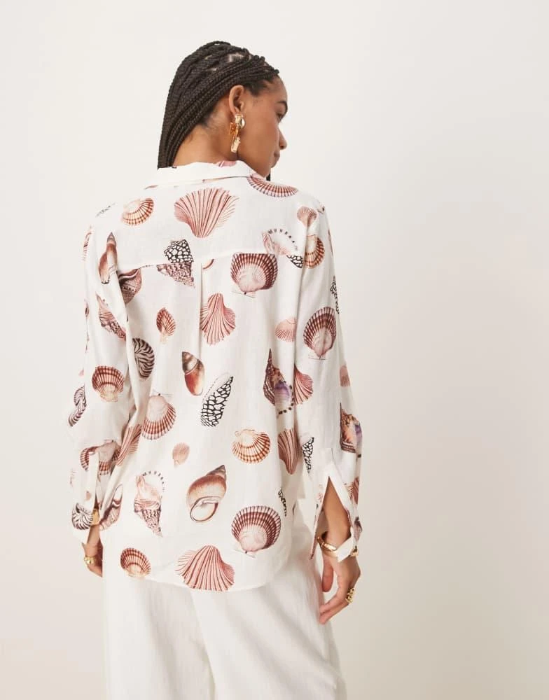 Forever New Forever New seashell print shirt in neutral 4