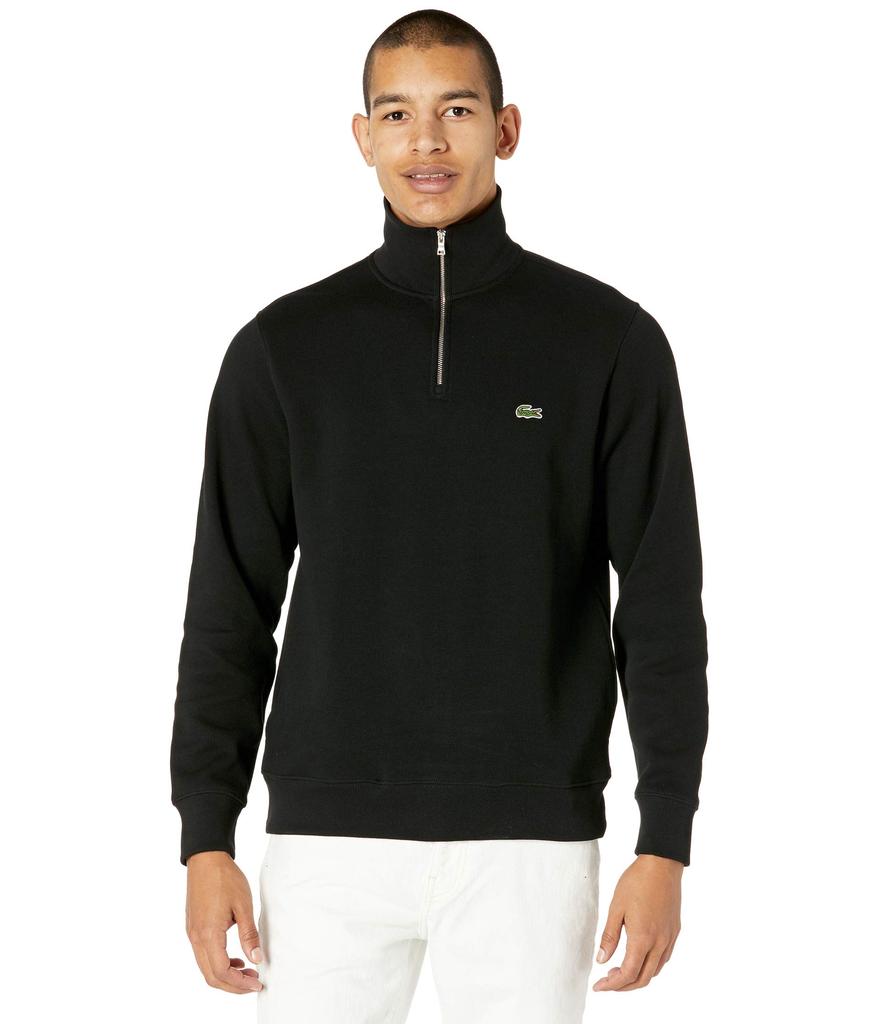 Lacoste Long Sleeve Solid 1/4 Zip Interlock Ribbed Sweatshirt