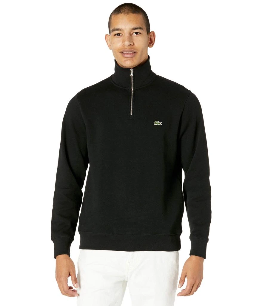 Lacoste Long Sleeve Solid 1/4 Zip Interlock Ribbed Sweatshirt 1