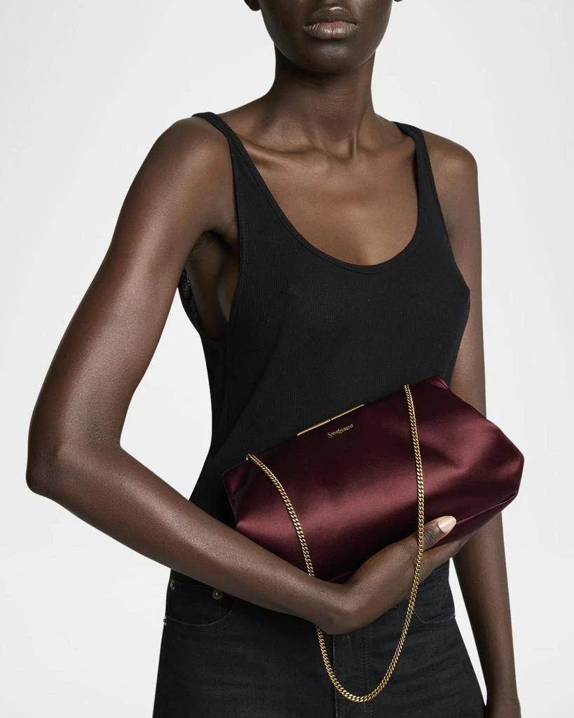 Yves Saint Laurent Small Clutch Bag in Satin with Chain 4