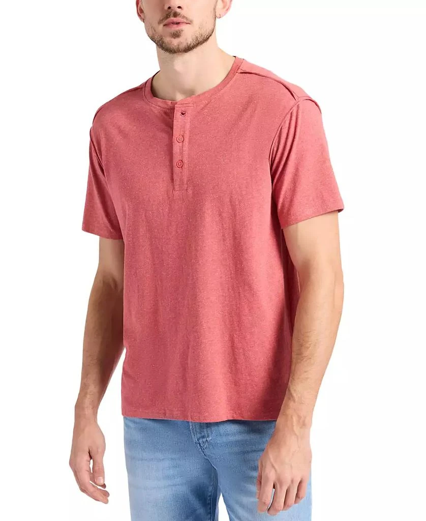 BUFFALO David Bitton Men's Kitform Short Sleeve Speckled Jersey Henley 4