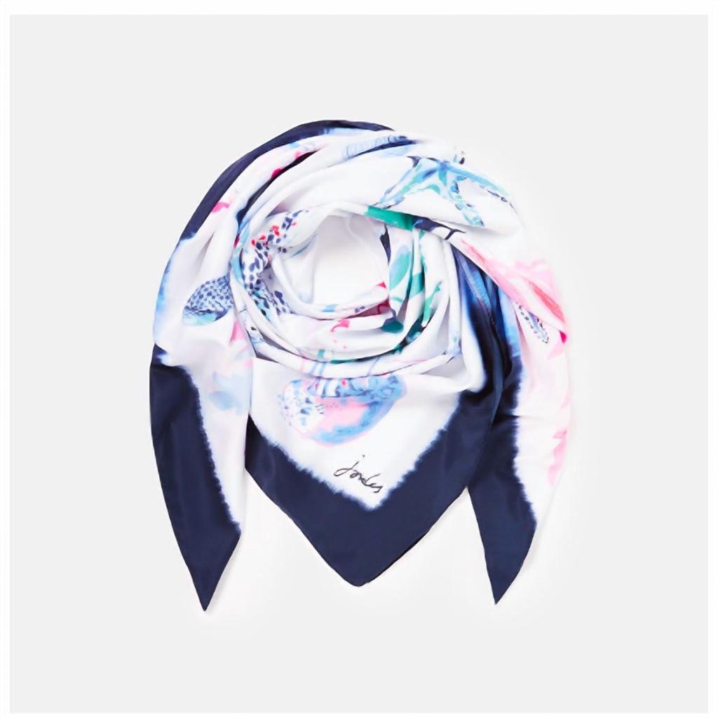 Joules Agatha Large Square Scarf In Cream Sea