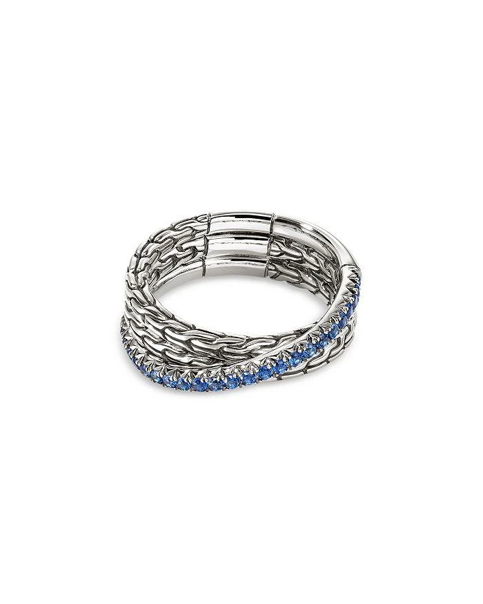John Hardy Sterling Silver Essentials Blue Sapphire Pavé Crossover Ring