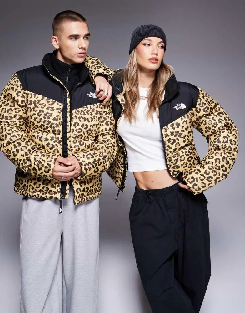The North Face The North Face Saikuru logo puffer jacket in leopard print exclusive to ASOS 1