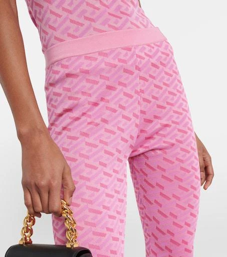 Versace La Greca jacquard silk-blend flared pants 4