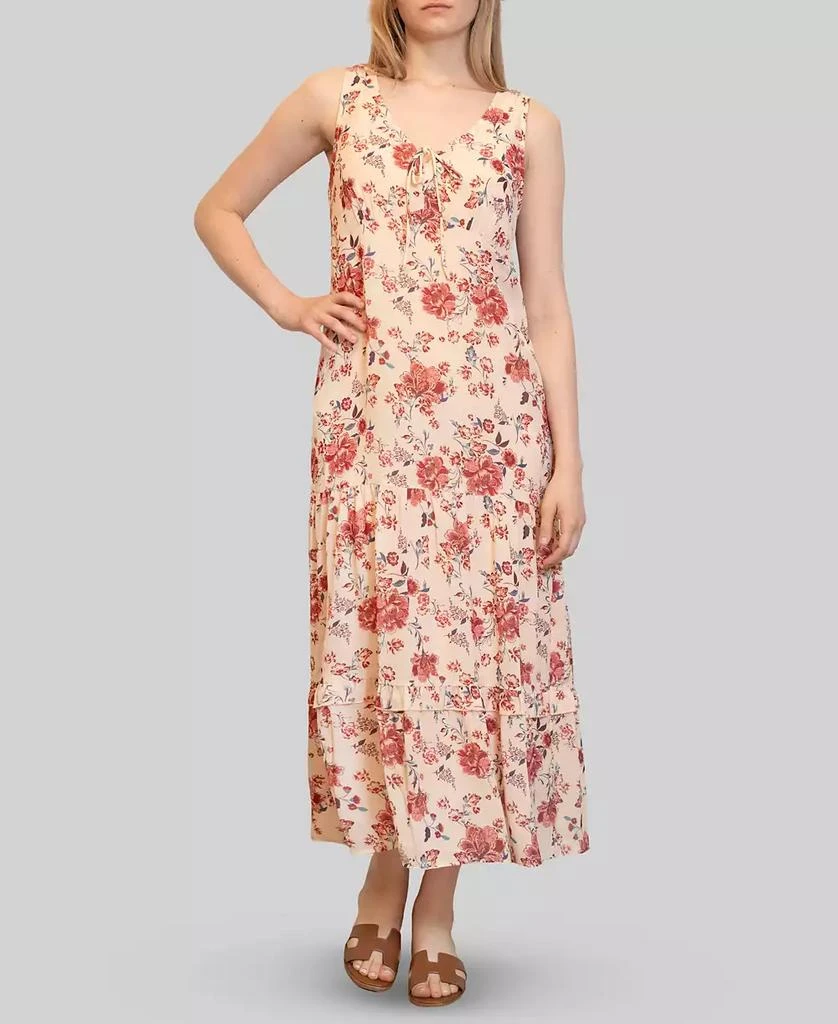 Almost Famous Almost Famous Juniors' Chiffon Printed V-Neck Sleeveless Maxi Dress 3