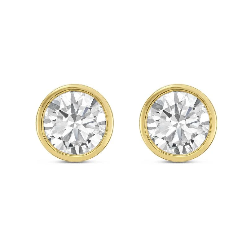 Diana M Jewels 14KT YELLOW GOLD LAB GROWN ROUND STUDS IN A BEZEL SETTING WEIGHING 9.00 CTS TW