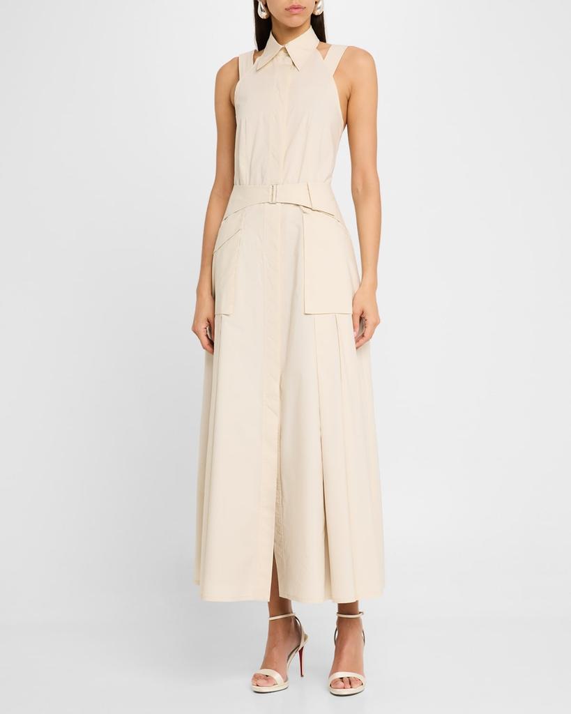 Alberta Ferretti Belted Sleeveless Midi Shirtdress