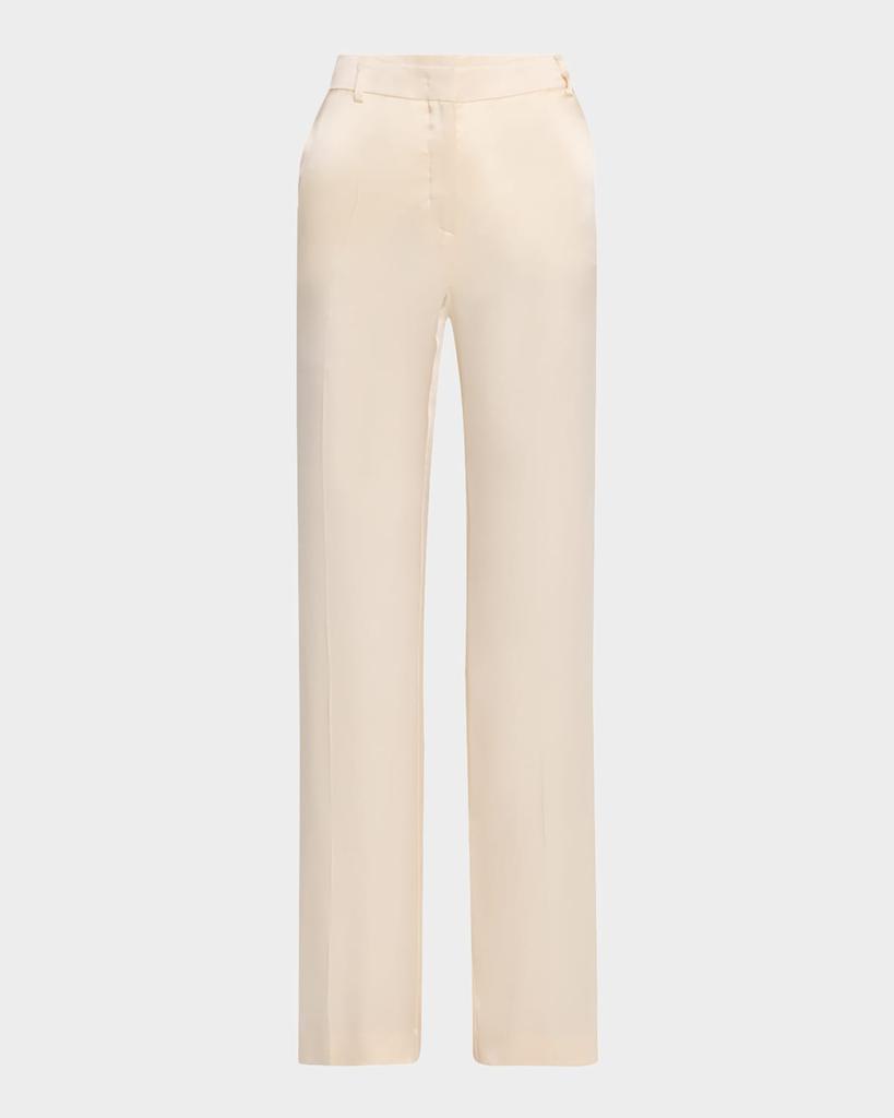 Alberta Ferretti Satin Straight-Leg Trousers