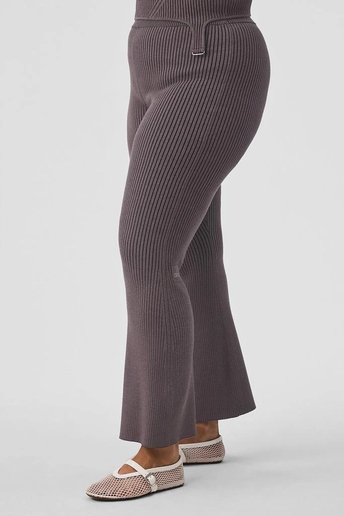 Alo Denim Knit High-Waist Flare Pant - Raisinette/Black 7
