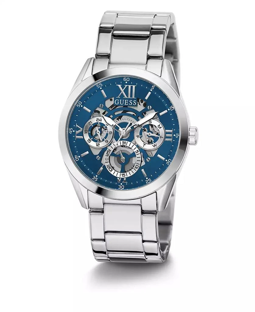 GUESS Men
s Multi-Function Silver-Tone Stainless Steel Watch 42mm 5