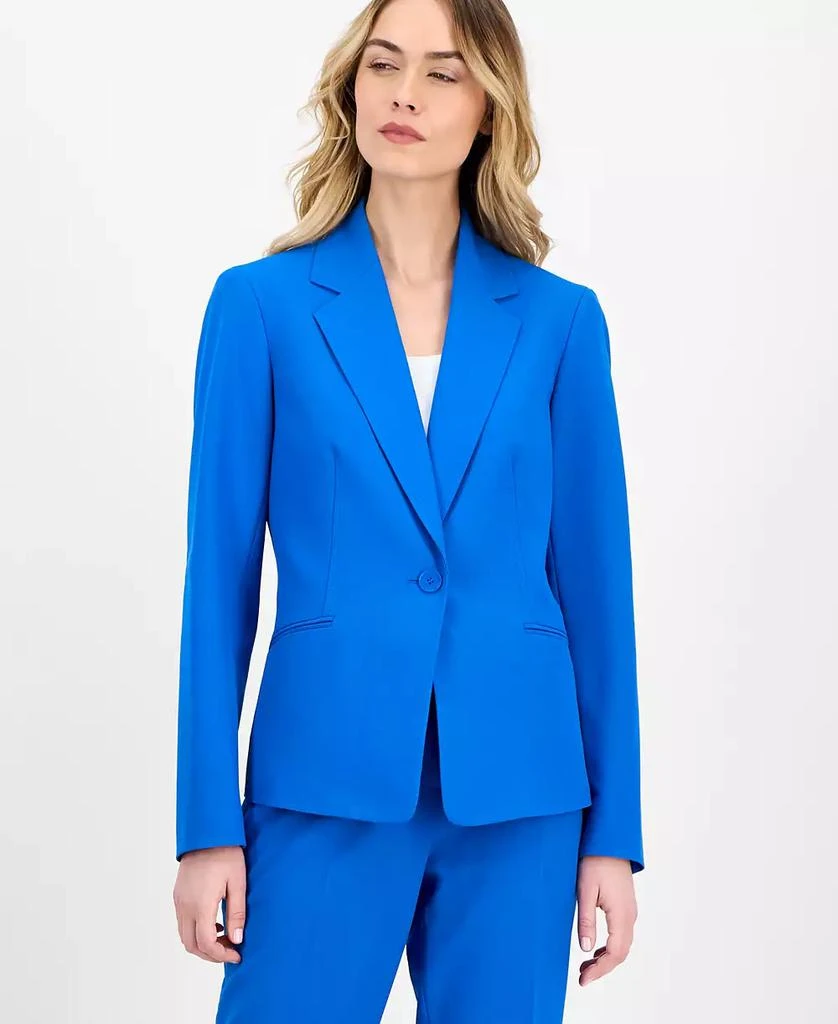 Le Suit Women's Crepe One-Button Straight-Leg Pantsuit Set, Regular & Petite 2