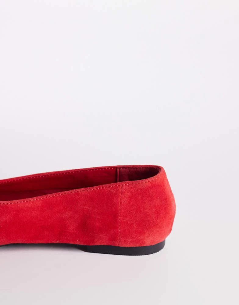 ASOS ASOS DESIGN Lawn premium suede ballets in red 4