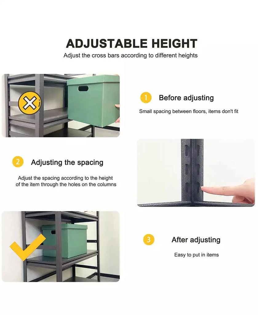 Flynama Storage Shelves 5 Tier Heavy Duty Metal Shelving Unit Adjustable Shelving Units and Storage Rack Kitchen Garage Shelf H78 W47.2 D18 3
