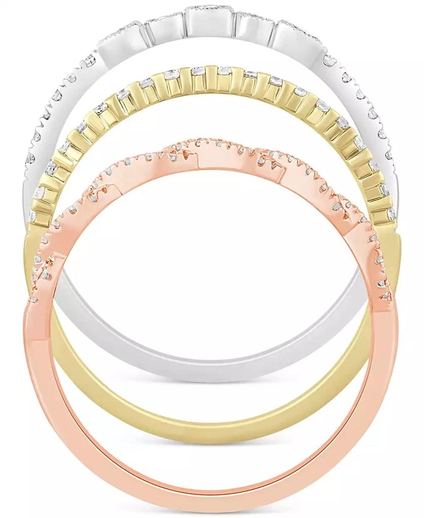 Macy
s Diamond 3-Pc. Set Stacking Bands (1/2 ct. t.w.) in 14k Tricolor Gold 3