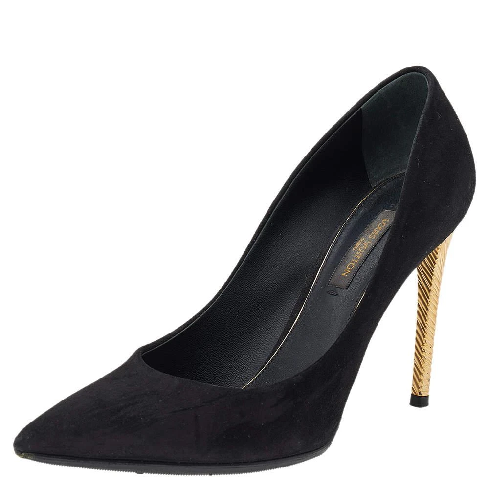 Louis Vuitton Louis Vuitton Black Suede Pointed Toe Pumps Size 35 1