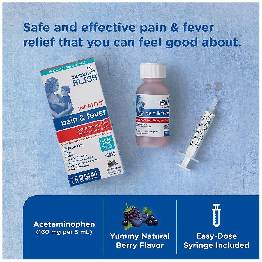Mommy's Bliss Infant Pain + Fever Relief Liquid Natural Berry 2