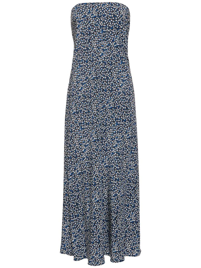 MATTEAU Floral Silk Crepe Strapless Maxi Dress