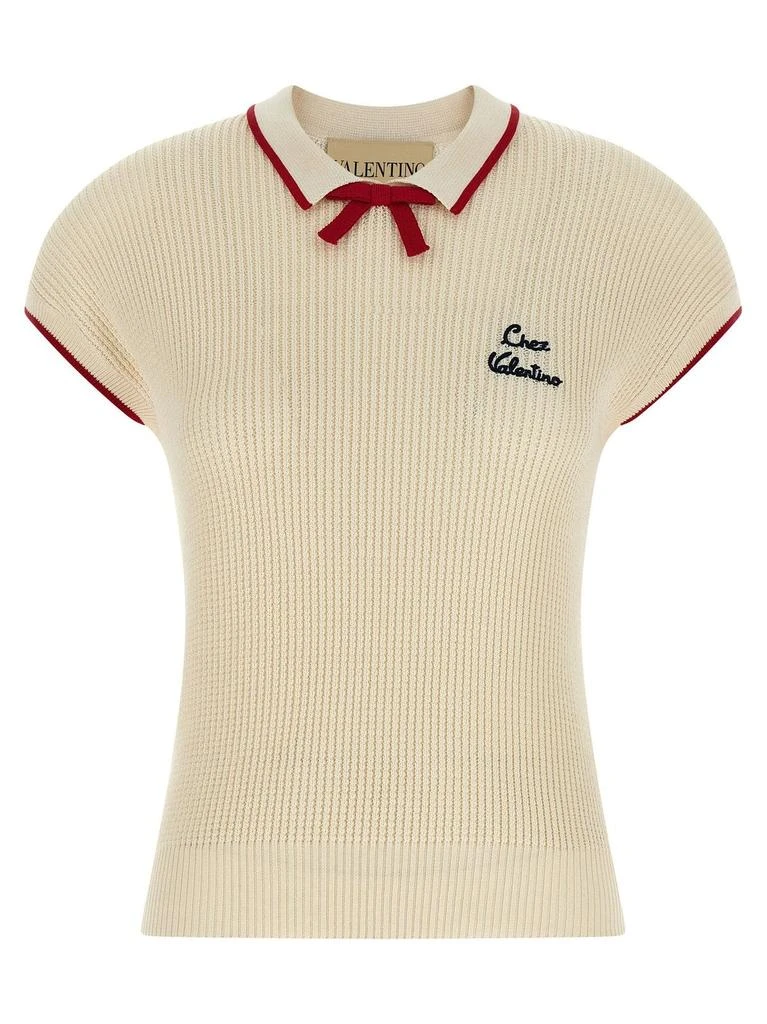 Valentino Valentino Bow Detailed Short-Sleeved Jumper from Cettire