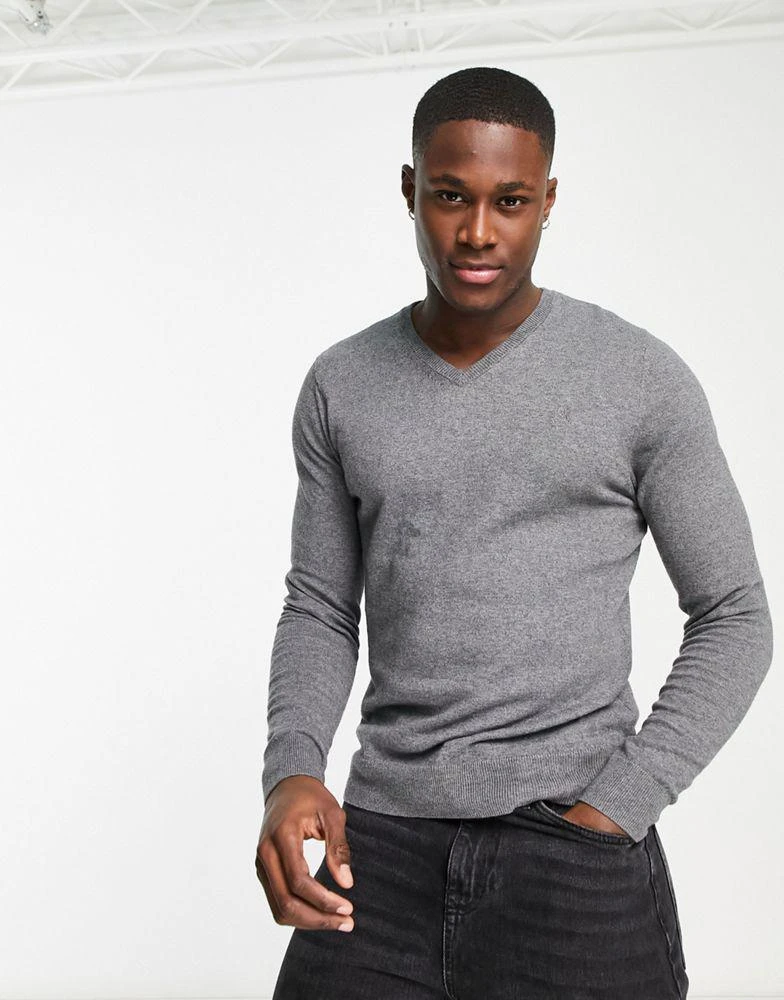 Scalpers Scalpers v neck jumper in grey 1