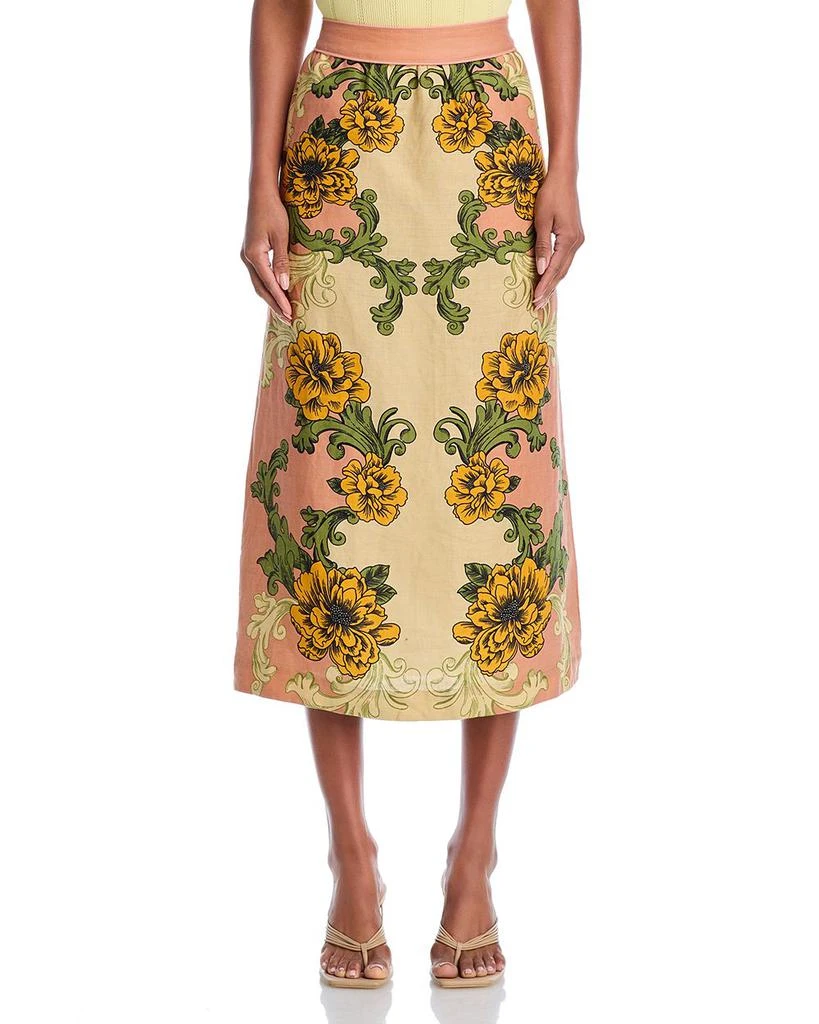 Farm Rio Delicate Flower Linen Arabesque Skirt 7