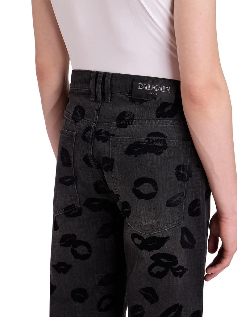 Balmain Monogram 
Flock Kiss Relaxed-Fit Jeans 4