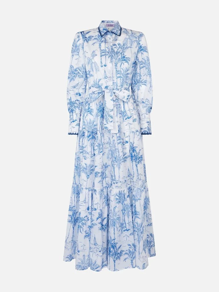Mc2 Saint Barth Woman Long Dress With Toile De Jouy Print 2