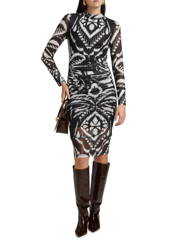 Farm Rio Ikat Ruched Tulle Midi-Dress 1
