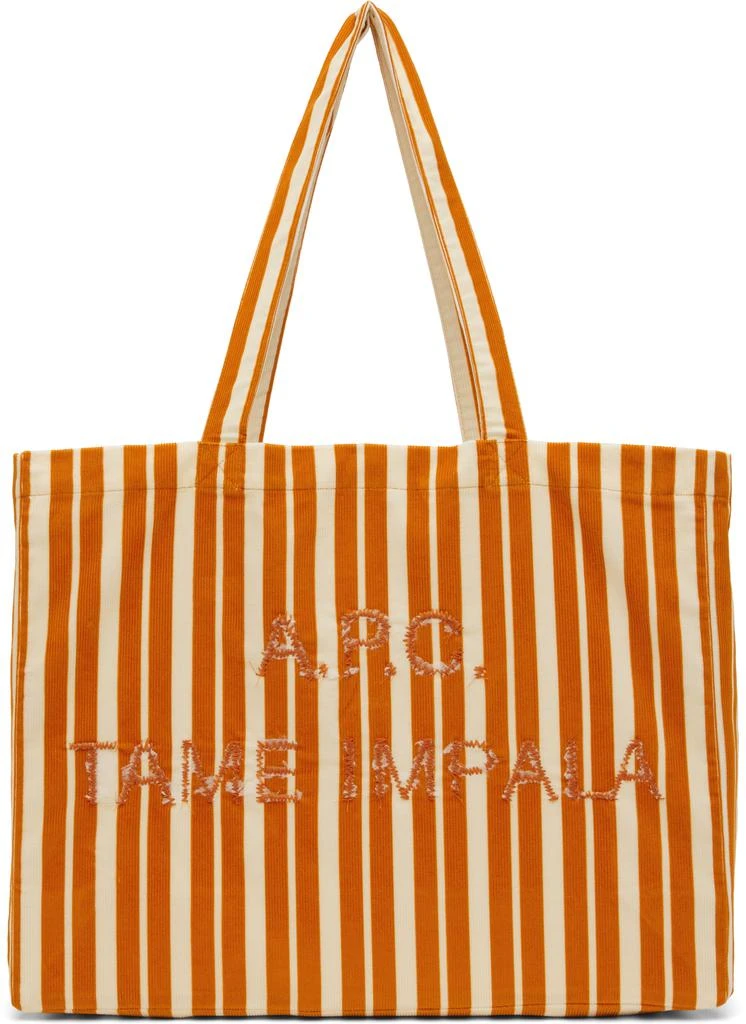A.P.C. Orange & Off-White Tame Impala Edition Shopping Leash Tote 1