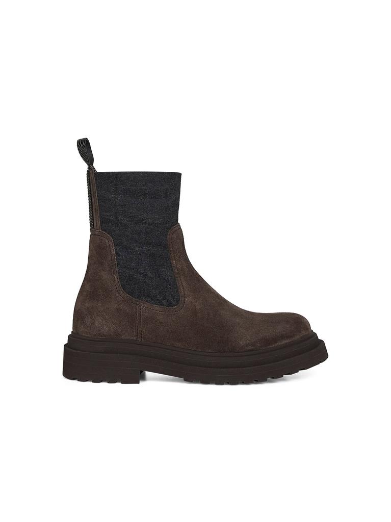 Brunello Cucinelli BRUNELLO CUCINELLI | Brown suede embroidered ankle boots | Women | 36