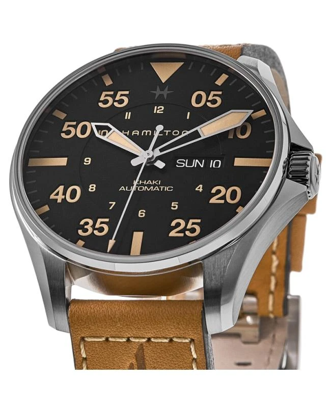 Hamilton Hamilton Khaki Aviation Pilot Day Date Auto Black Dial Leather Strap Men's Watch H64725531 2
