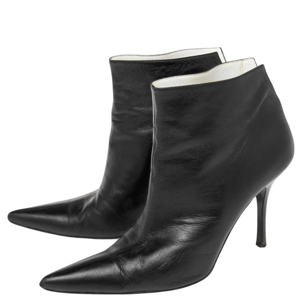 Celine Celine Black Leather Pointed Toe Ankle Boots Size 37.5 4