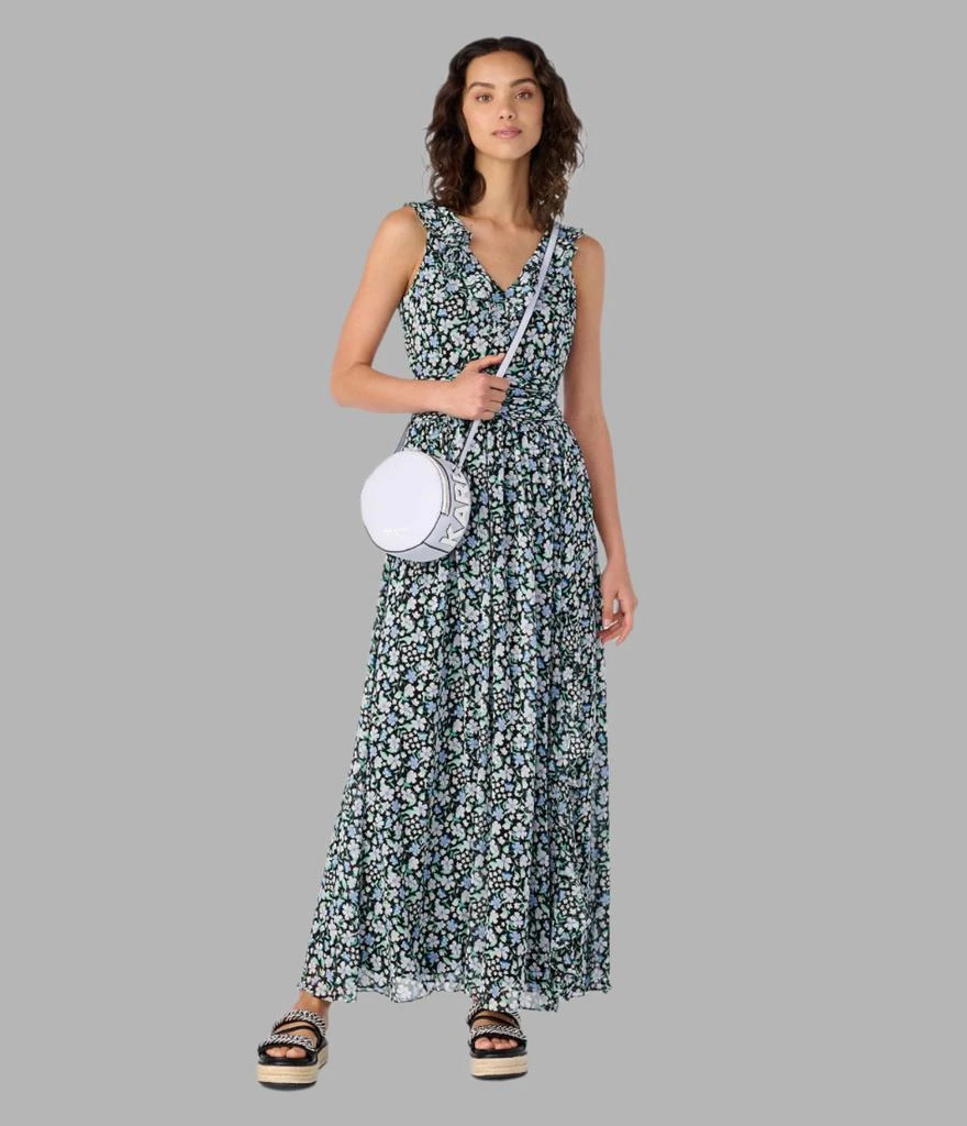 Karl Lagerfeld Paris RUFFLE V-NECK CHIFFON MAXI DRESS 1