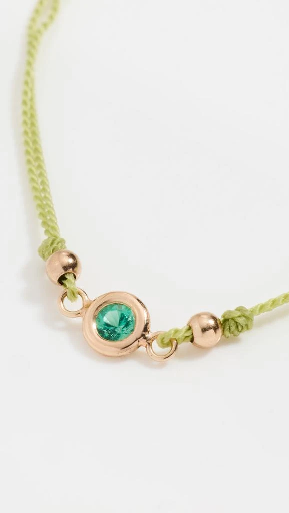 Zoe Chicco 14k Gold Floating Emerald on Light Green Cord Bracelet 4