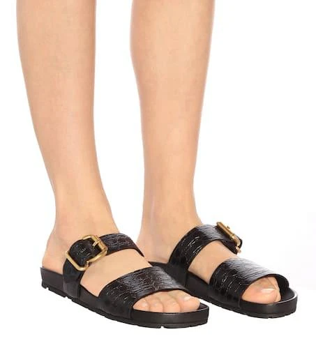 Prada Croc-effect leather slides 5