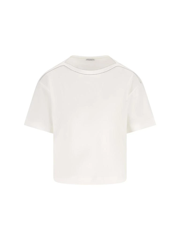 Brunello Cucinelli Brunello Cucinelli Monili-Chain Detailed T-Shirt 1