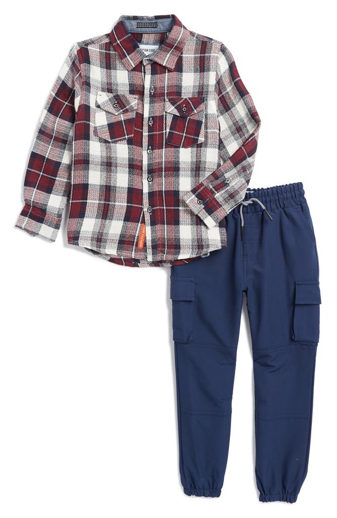 Sovereign Code Kids' Plaid Button-Up Shirt & Cargo Pants Set