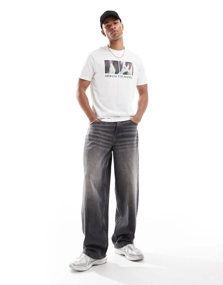 Armani Exchange Armani Exchange camoflage chest print t-shirt in white 3