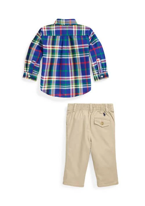 Ralph Lauren Lauren Childrenswear Baby Boys Plaid Oxford Shirt Chino Pants Set 2