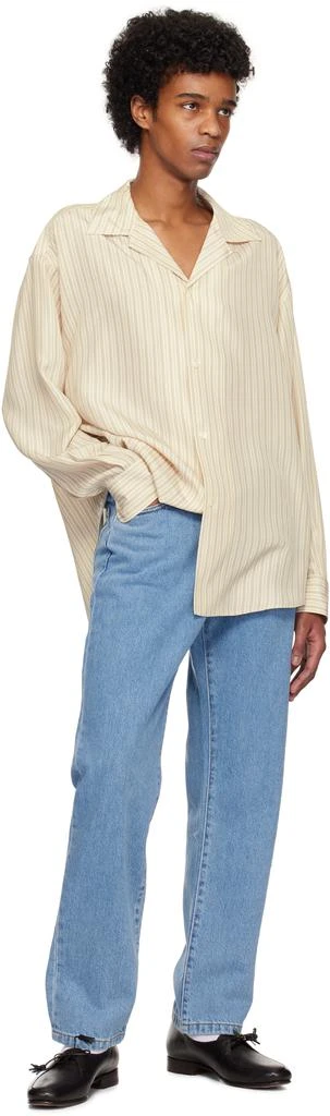 Róhe Beige Oversized Camp Collar Long Sleeve Silk Shirt 4