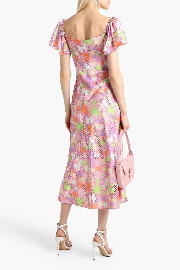 OLIVIA RUBIN Button-embellished printed satin midi dress 3