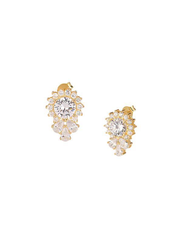 Gabi Rielle Outshine Floral Bloom 14K Gold Vermeil & Crystal Stud Earrings