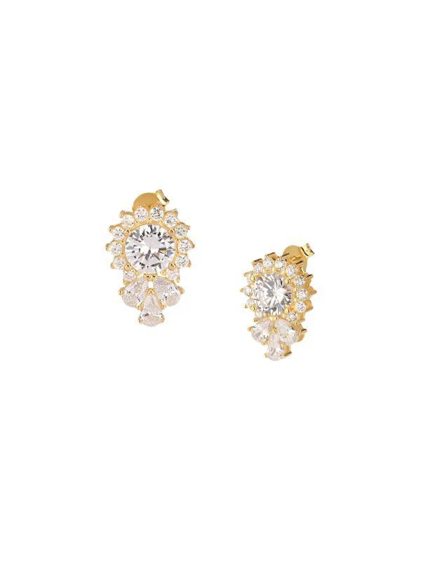 Gabi Rielle Outshine Floral Bloom 14K Gold Vermeil & Crystal Stud Earrings 1